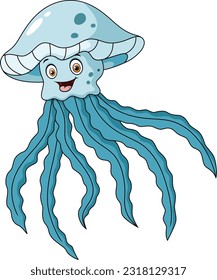 Cute jellyfish cartoon on white background