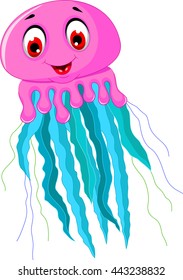 Cute jellyfish cartoon posing