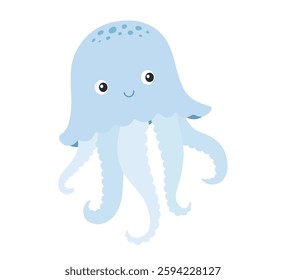 Cute jellyfish, cartoon sea animal isolated illustration, hand drawn vector clipart for kids