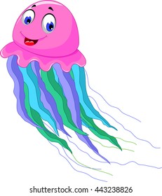 Cute Jellyfish Cartoon Smiling