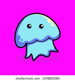 Cute Jellyfish cartoon vector icon illustration. Animal Nature Icon Concept. Isolated Premium Vector. Flat Cartoon Style