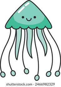 Cute jellyfish cartoon vector illustration