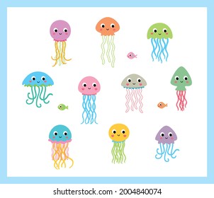 cute jellyfish cartoon vector set