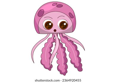 Cute Jellyfish Character Design Illustration