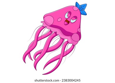 Cute Jellyfish Character Design Illustration