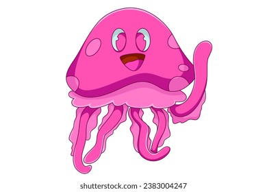 Cute Jellyfish Character Design Illustration