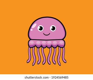 cute jellyfish character vector illustration.