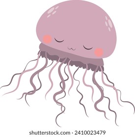 Cute jellyfish with closed eyes