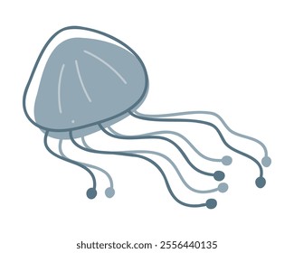 A cute jellyfish color. Doodle clip art for your projects.