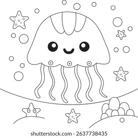 Cute jellyfish coloring pages for kids