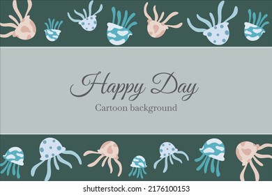cute jellyfish and coral reef template background
