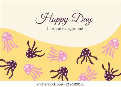 cute jellyfish and coral reef template background