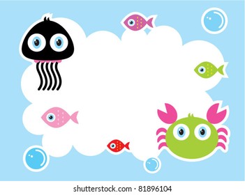 cute jellyfish and crab