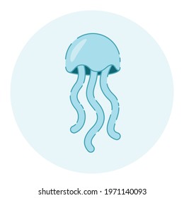 Cute jellyfish. Flat cartoon vector illustration for logo and icon