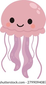 Cute Jellyfish Flat Vector Illustration