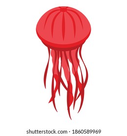 Cute jellyfish icon. Isometric of cute jellyfish vector icon for web design isolated on white background