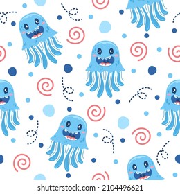 Cute jellyfish illustration pattern design