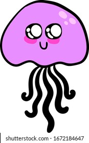 Cute jellyfish, illustration, vector on white background.