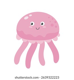 Cute jellyfish isolated on white background