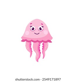 Cute jellyfish. Marine life animals. Template for stickers, baby shower, greeting cards and invitation. Isolated vector illustration. Cartoon jellyfish. Sea animal. 