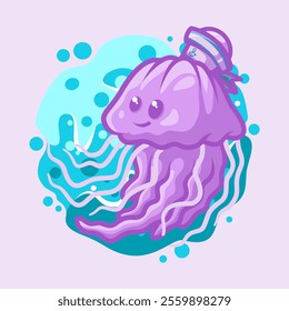 Cute Jellyfish Mascot Vector Illustration Great for your brand business