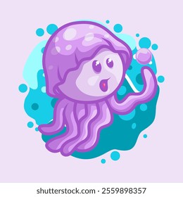 Cute Jellyfish Mascot Vector Illustration Great for your brand business