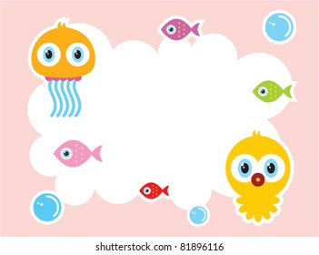 cute jellyfish and octopus