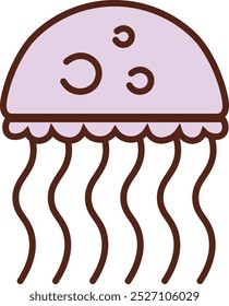 Cute Jellyfish Purple Illustration Vector