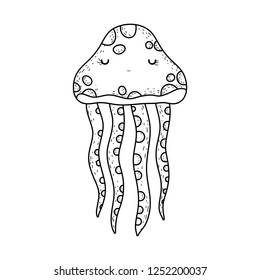 cute jellyfish sea life icon