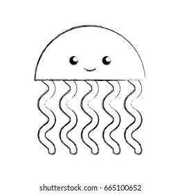 cute jellyfish sealife icon