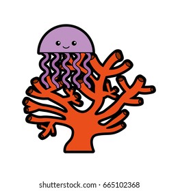cute jellyfish sealife icon