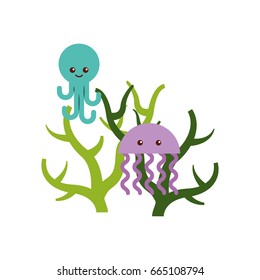 cute jellyfish sealife icon