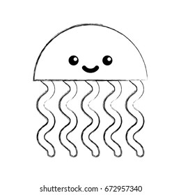 cute jellyfish sealife icon
