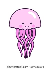 Cute jellyfish. Sticker, patch, badge, pin. Vector isolated illustration.
