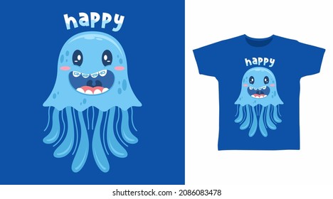 Cute jellyfish tee design concept