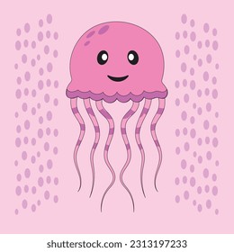 Cute Jellyfish Vector art flat illustration