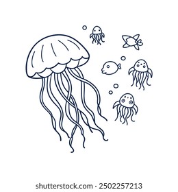 Cute Jellyfish Vector art Illustration