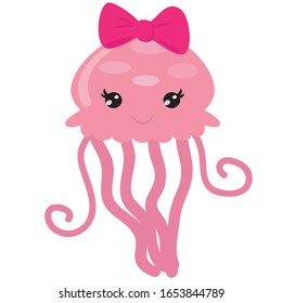 Cute jellyfish vector cartoon illustration