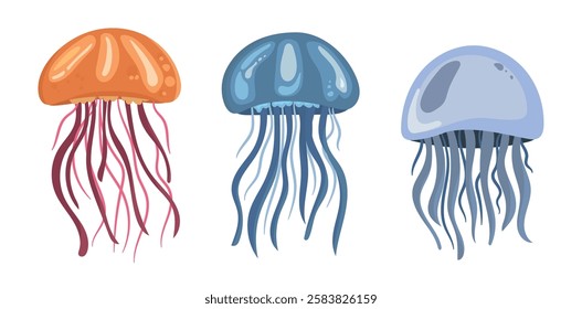 Cute jellyfish. Vector clipart illustration on isolated background.