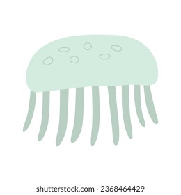 Cute jellyfish. Vector flat illustration. Cartoon sea translucent animal.