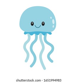 Cute Jellyfish Vector Illustration on White