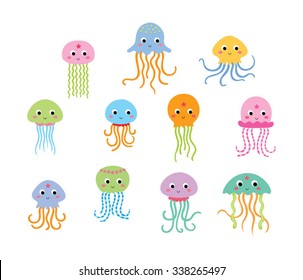 cute jellyfish vector set