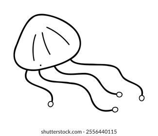 A cute jellyfish in white and black. Doodle clip art for your projects.