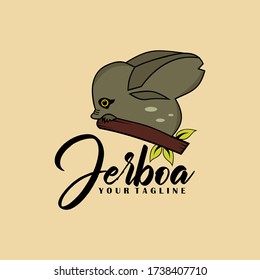 cute jerboa animal nocturnal vector logo