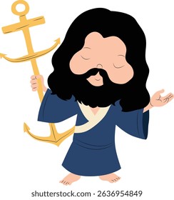 Cute Jesus with an Anchor illustration