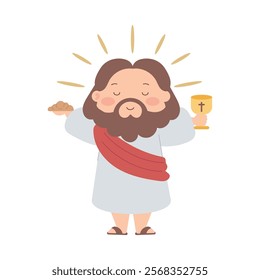 cute jesus with chalice isolated