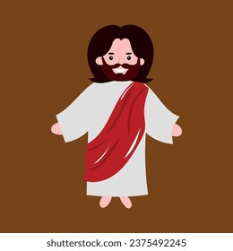 cute jesus chibi isolated on background. vector illutration