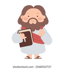 cute jesus christ with bible isolated