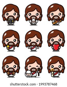 cute jesus christ cartoon bundle set