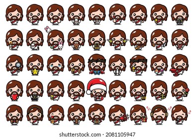 cute jesus christ cartoon bundle set